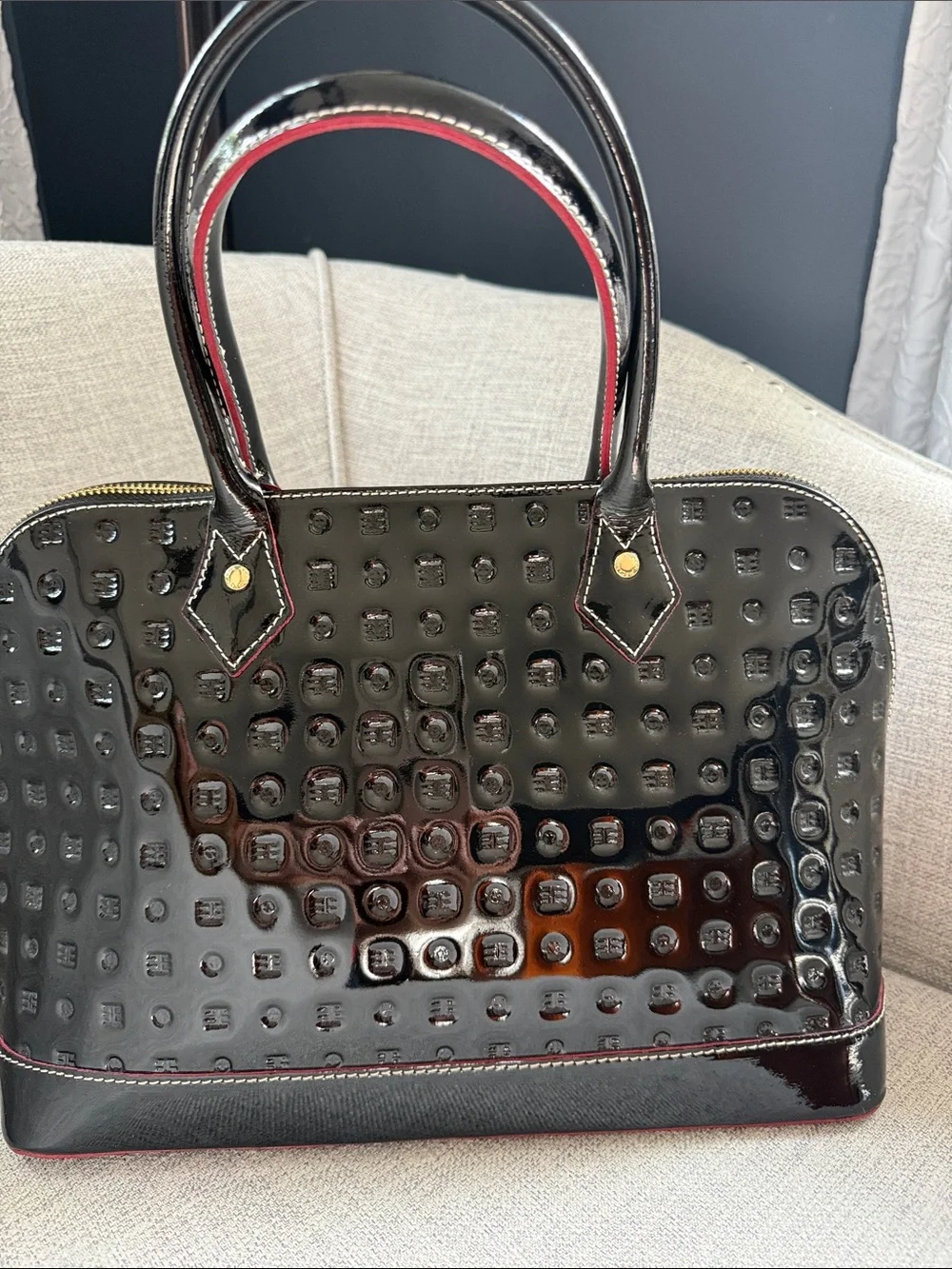 Beautiful Arcadia Italian Patent Leather Dome Satchel-Like New